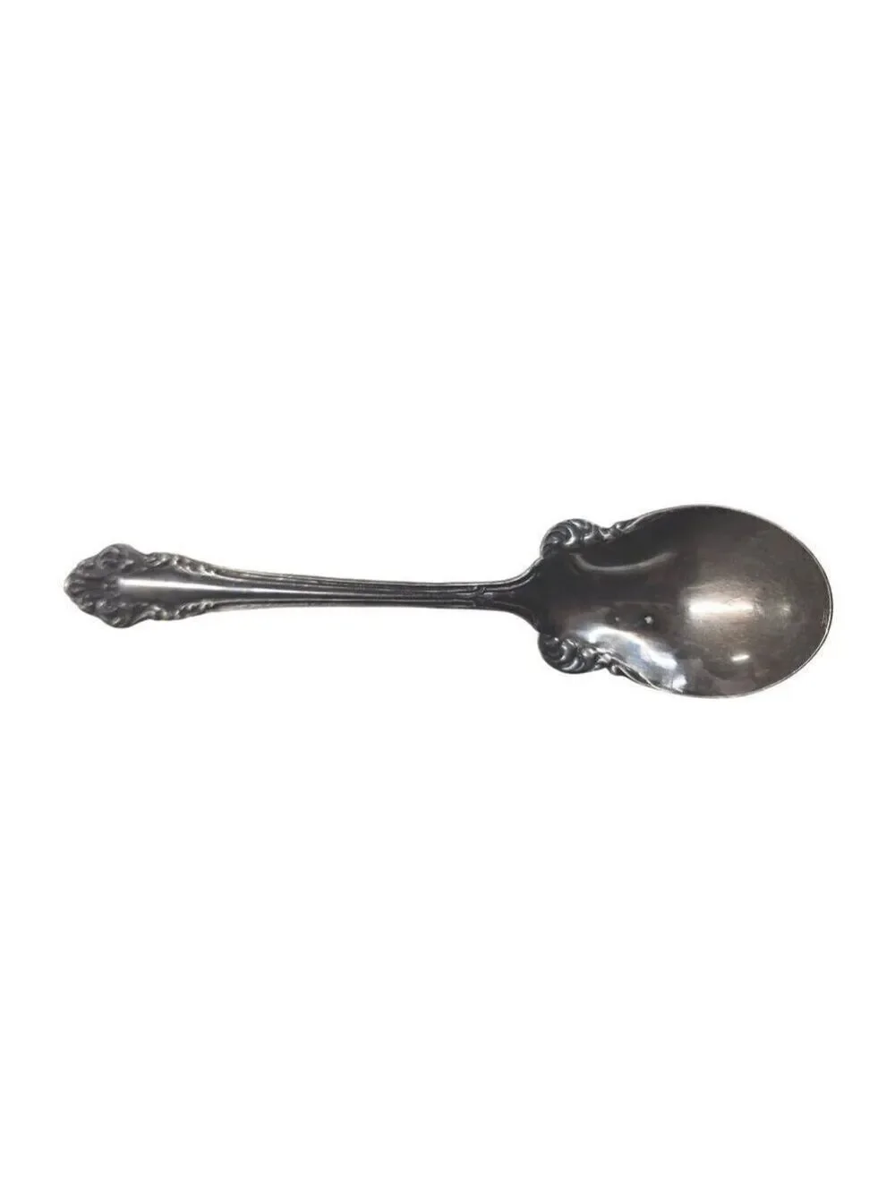 Community Silver Antique Silver-Plated Serving Spoon With Ornate Floral & Basket